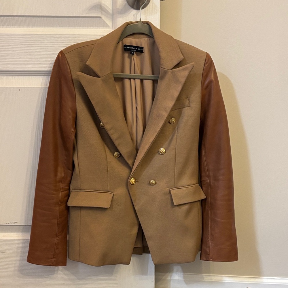 Generation Love Enzo Tan and Brown Blazer with Gold Buttons